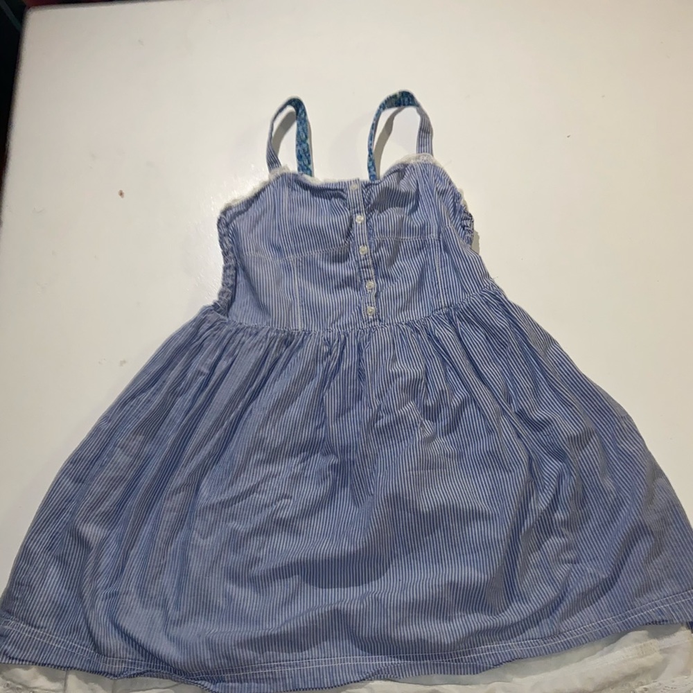 Blue and white striped kids dress
